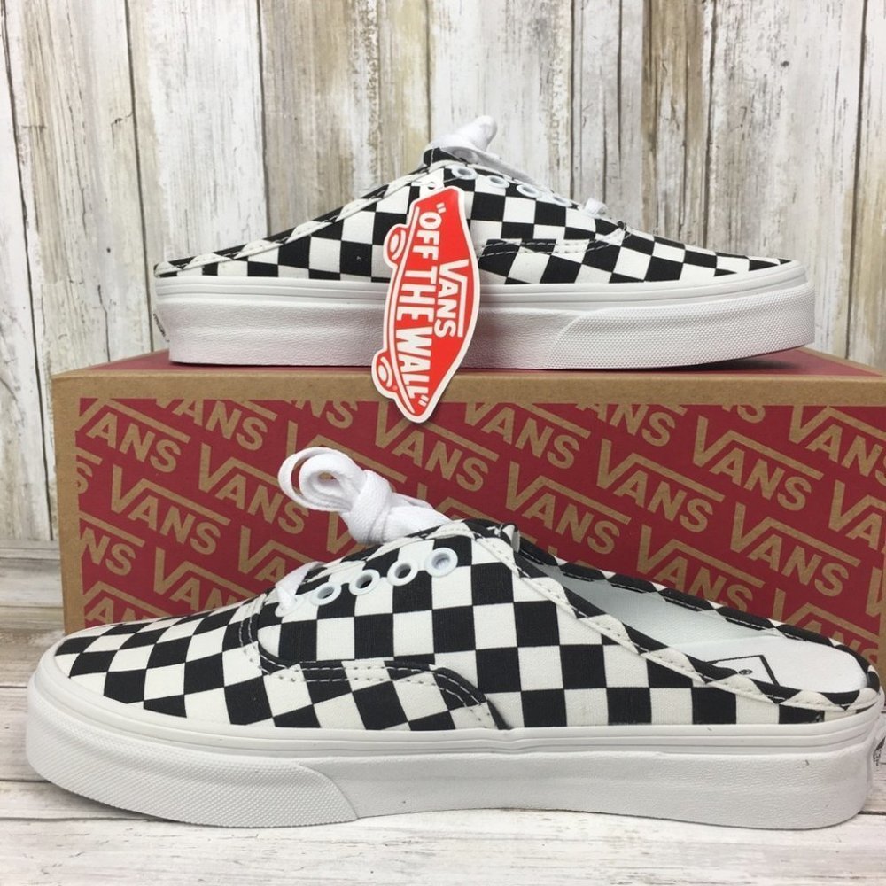 Vans Authentic Mule Checkerboard Black/Truwhtš AUA - Picture 3 of 14